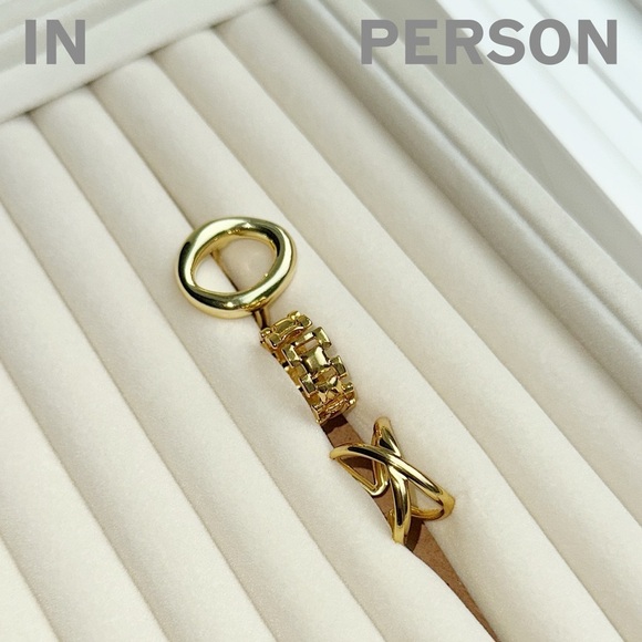 Geometric Gold Statement Ring Set - Picture 4 of 8